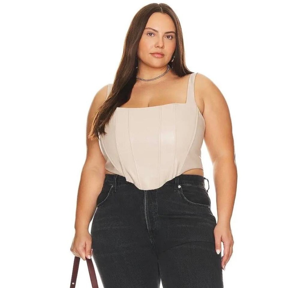 Remi x Revolve Ali Faux Leather Corset Top Cream 3XL